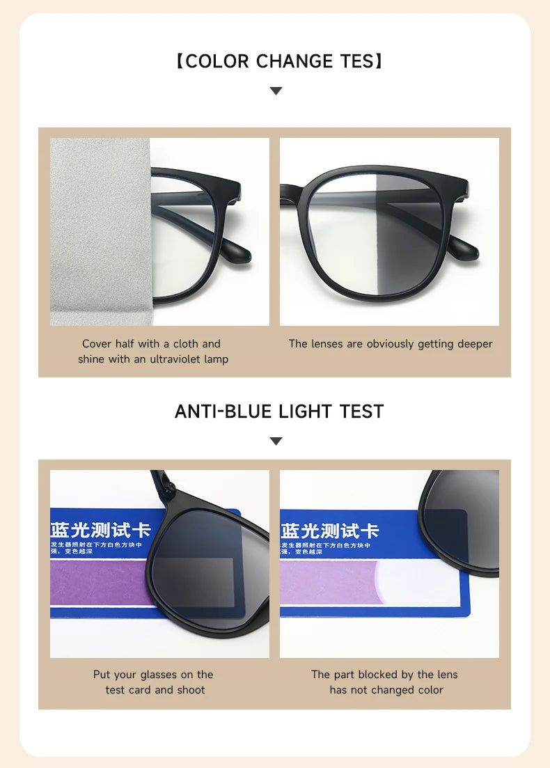 Photochromic Large Frame Sunglasses - UV400 Fashion Eyewear for Office & Outdoor