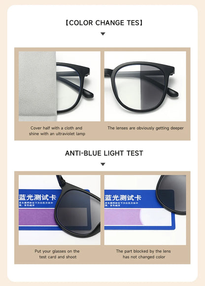 Photochromic Large Frame Sunglasses - UV400 Fashion Eyewear for Office & Outdoor