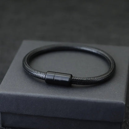 IronTide Leather and Rope Punk Bracelet with Magnetic Closure