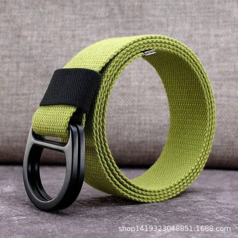 Striped Canvas Belt - Double Buckle Unisex (110-170cm)