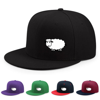 Sheep Pattern Baseball Cap - Adjustable Flat Brim Unisex Street Style Hat