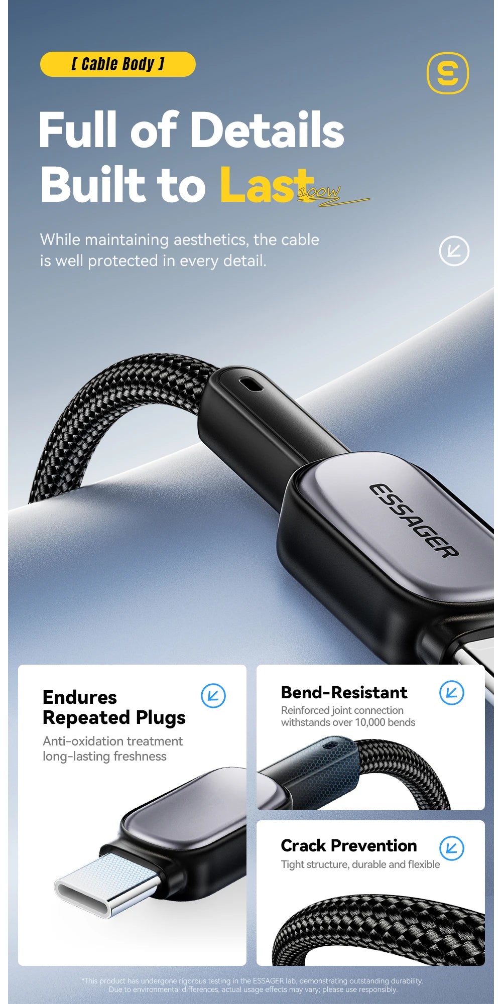 USB-C to USB-C Cable with LED Display 100W - Smart Fast Charging Cable | Universal Devices