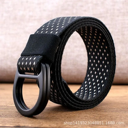 Striped Canvas Belt - Double Buckle Unisex (110-170cm)