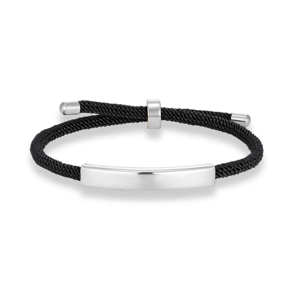 Pulsera de cuerda grabada a medida - Acero inoxidable, ajustable, 15 colores, personalizada
