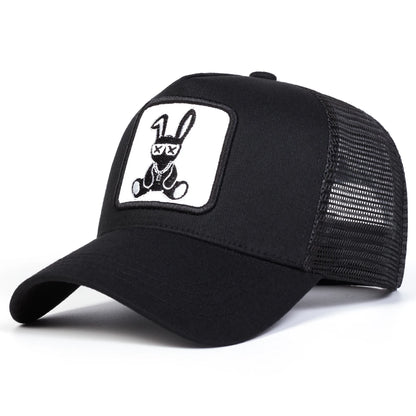 Rabbit Embroidery Baseball Cap - Mesh Trucker, Adjustable, Unisex