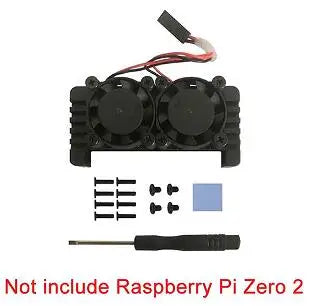 Raspberry Pi Zero 2 W PI0 2W Gabinete dissipador de calor de alumínio e ventiladores duplos