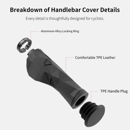 Ergonomic Bike Handlebar Grips - Aluminum + Rubber, 13.5cm, 184g/pair, 2 Colors