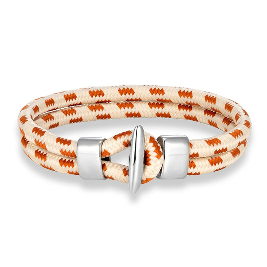 Pulsera náutica de cuerda con cierre magnético de acero inoxidable para hombre y mujer