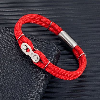 Biker Chain Magnetic Bracelet Rugged Rope & Rock Style