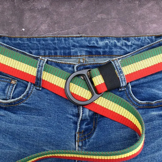 Striped Canvas Belt - Double Buckle Unisex (110-170cm)