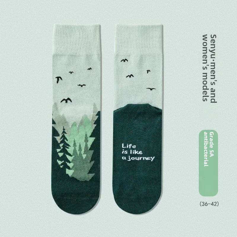 Adventure Ready Cotton Socks Breathable, Anti-Odor, Unisex Mid-Calf Style for Walking, Cycling & Riding