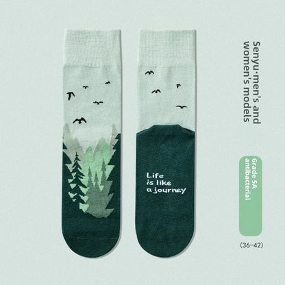 Adventure Ready Cotton Socks Breathable, Anti-Odor, Unisex Mid-Calf Style for Walking, Cycling & Riding