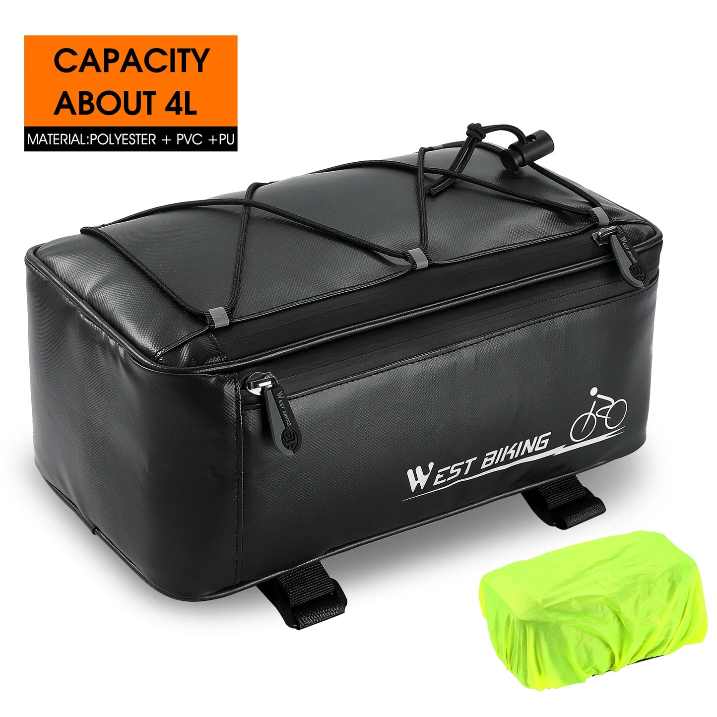 Bolsa de sillín impermeable 4L - Reflectante, cubierta para lluvia, 30x17x12cm, para bicicleta y motocicleta