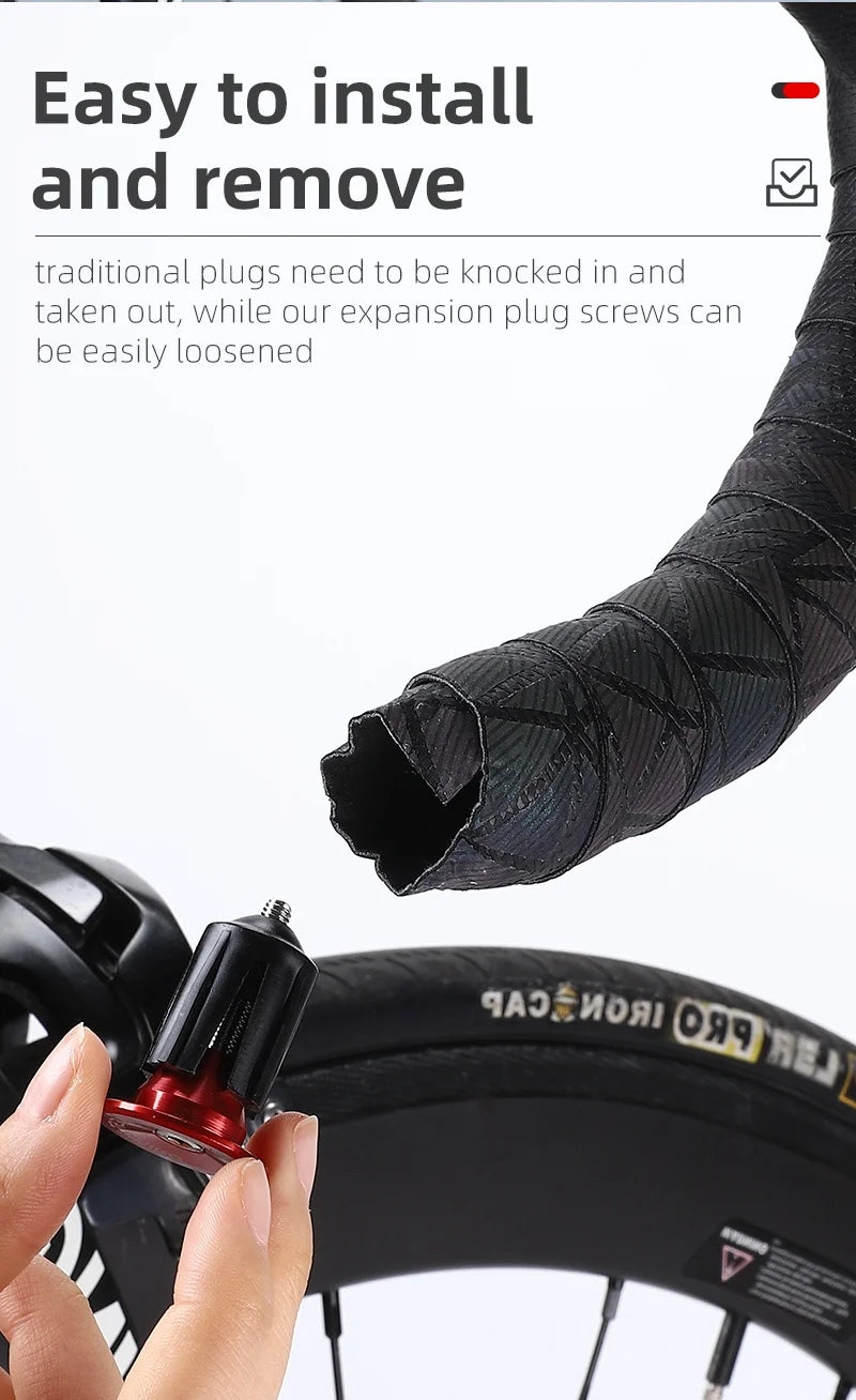 Aluminum Alloy Handlebar Bar End Plugs - 6061, Mechanical Expansion, 8 Colors