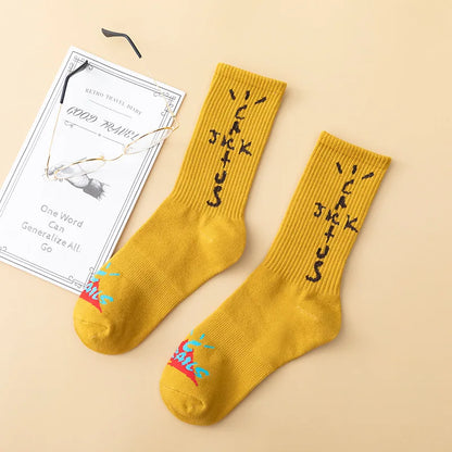 Cactus Jack White Crew Socks - Bandana Design Streetwear Cotton Blend | Men's EUR 36-43