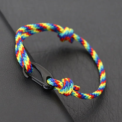 New Handmade Ethnic String Bracelet For Men Marine Fabric Nautical Braslet Black D Buckle Climbing Rope Braclet Beach Pulseria deideas