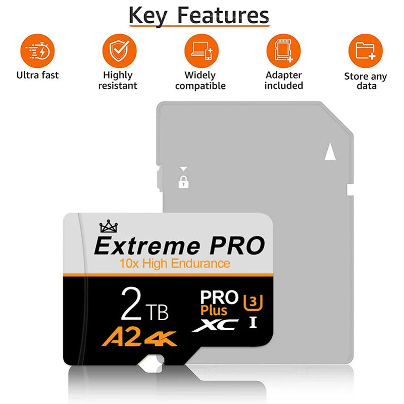 TF SD Card 2TB High Capacity Speed Mobile Storage Flash Memory