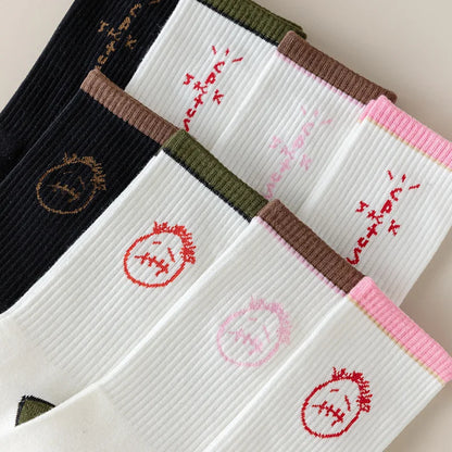 Cactus Jack White Crew Socks - Bandana Design Streetwear Cotton Blend | Men's EUR 36-43