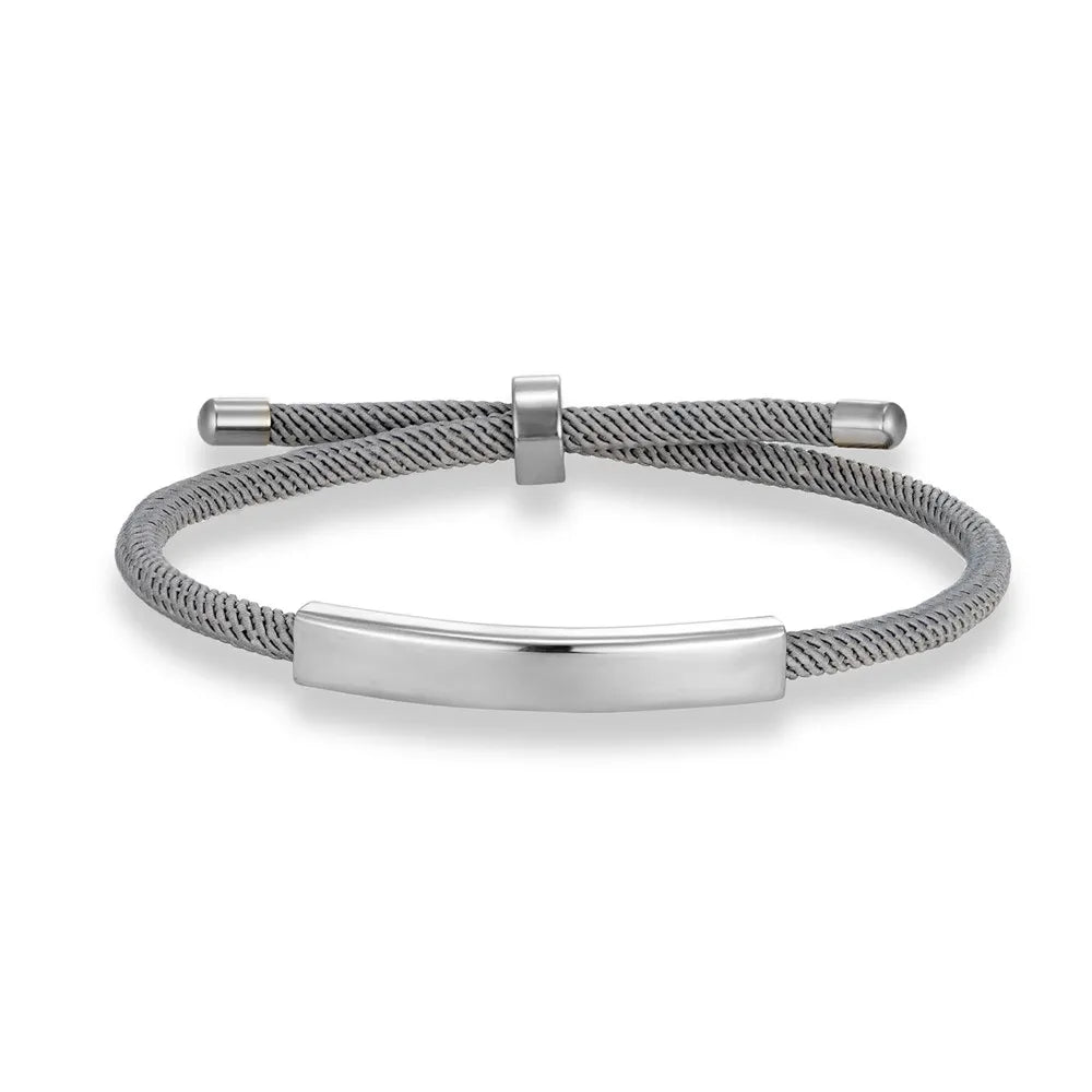 Pulsera de cuerda grabada a medida - Acero inoxidable, ajustable, 15 colores, personalizada