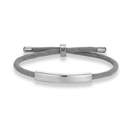 Pulsera de cuerda grabada a medida - Acero inoxidable, ajustable, 15 colores, personalizada