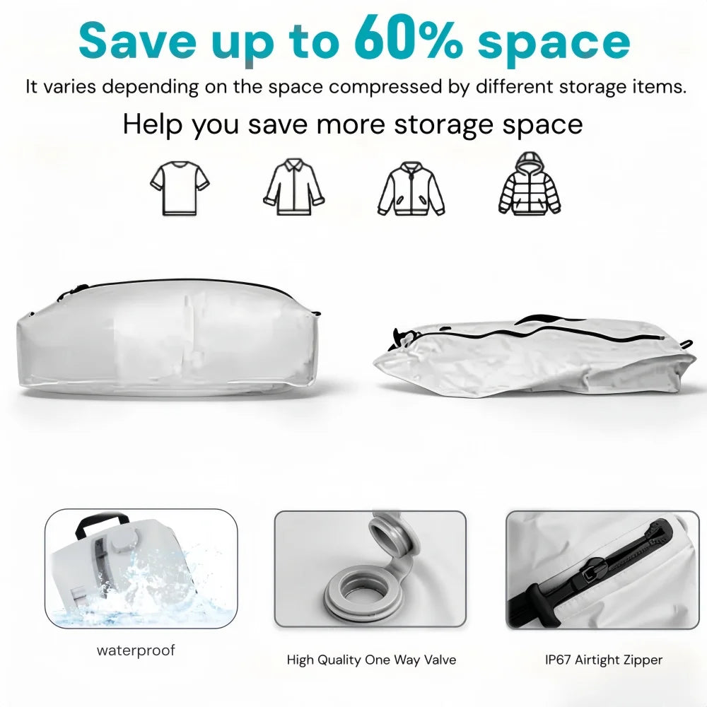 17L Vacuum Compression Storage Bag – Reusable Travel Bag with Electric Pump