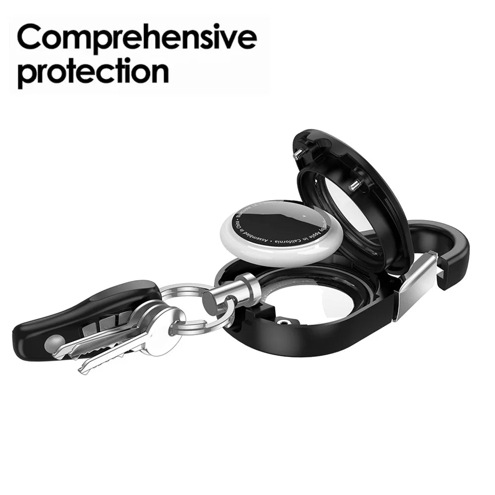 For AirTag Hardness Holder with Carabiner Anti-Scratch Shell Anti-Lost  Locator Case Keychain Ring for Apple Airtags Accessories deideas