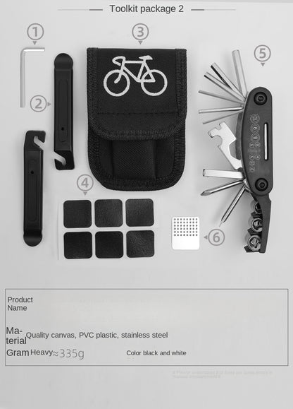 Bicycle Repair Tool Kit Pump Tire Patch Multifunctional Wrench