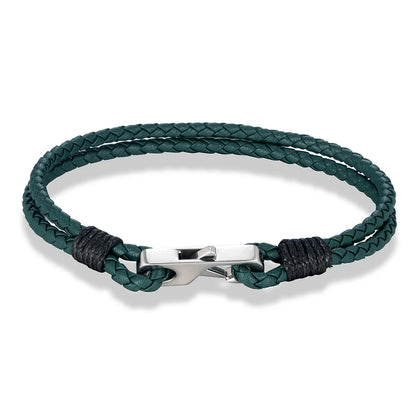 Pulsera de piel auténtica de 3 mm – Hebilla cuadrada de acero 316L | Estilo clásico para hombre