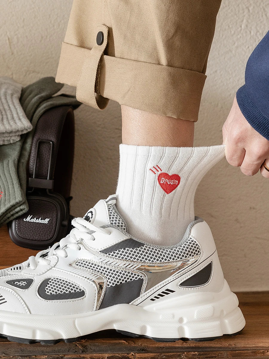 Calcetines de tobillo bordados – Paquete de 4 | Mezcla de algodón unisex
