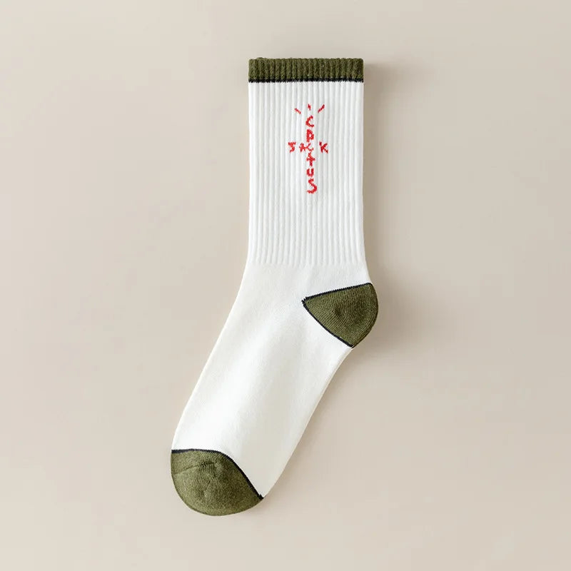 Cactus Jack White Crew Socks - Bandana Design Streetwear Cotton Blend | Men's EUR 36-43