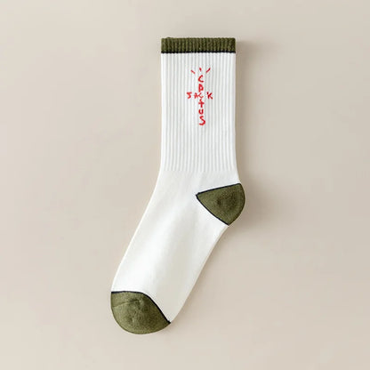 Cactus Jack White Crew Socks - Bandana Design Streetwear Cotton Blend | Men's EUR 36-43