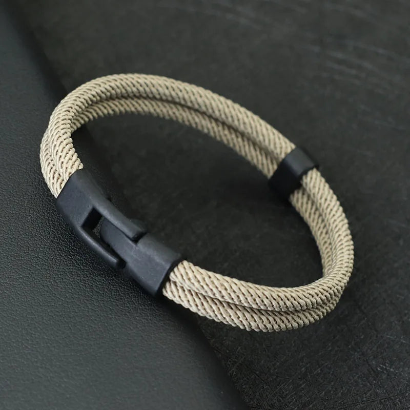 New Fashion Men Bracelet Thread Double Layer Detachable Matching Stackable Braslet Leisure