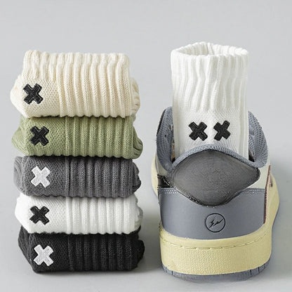 Calcetines de algodón de media caña, paquete de 5 unidades - Colores surtidos, antibacterianos, talla única, unisex