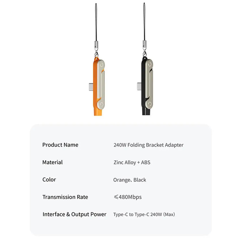 240W USB-C Cable with Phone Stand – Ultra-Fast Charging & 480Mbps Data Transfer