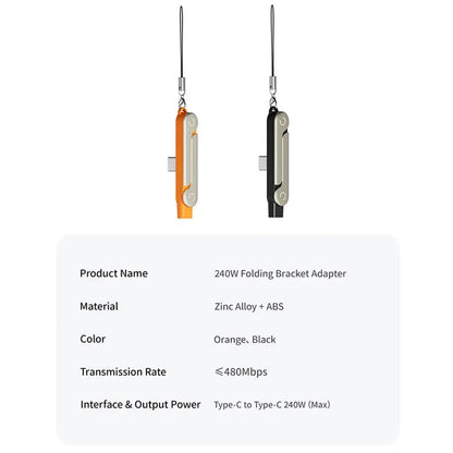240W USB-C Cable with Phone Stand – Ultra-Fast Charging & 480Mbps Data Transfer