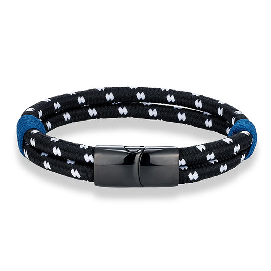 Fashion Nautical Bracelet  Woven Rope with Stainless Steel Accent