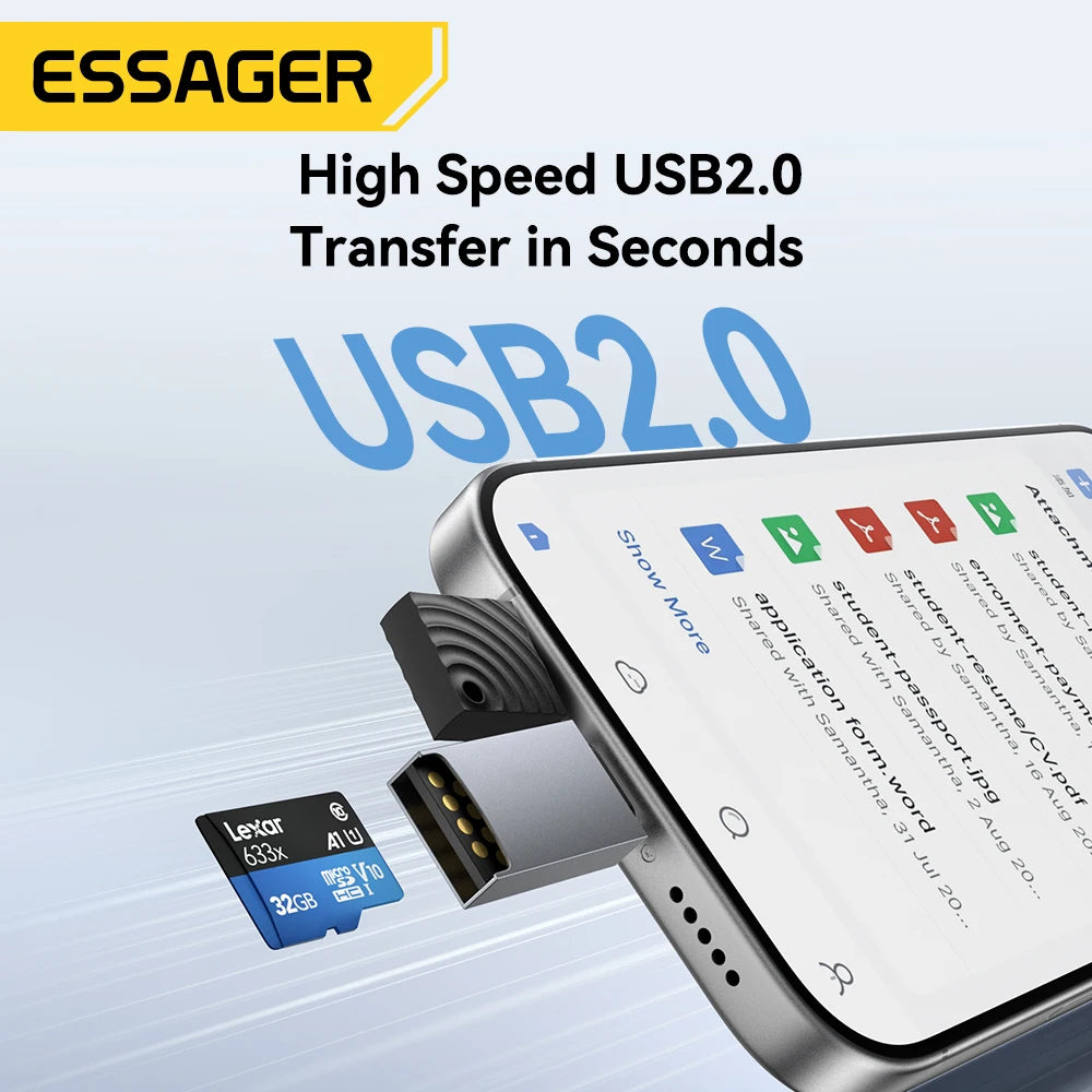 Dual-Interface Card Reader - USB-C & USB 2.0 to MicroSD/TF Adapter for Tech Professionals