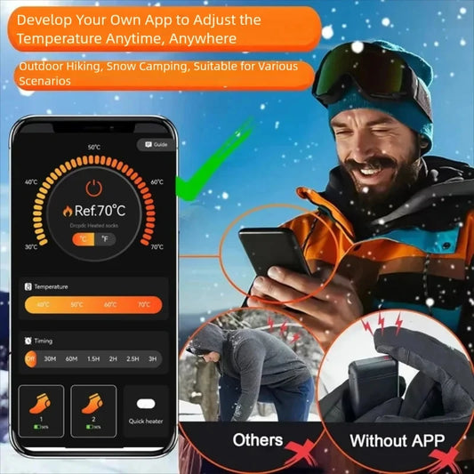 Premium Heated Socks - Rechargeable 5000mAh Electric Foot Warmers | Winter Sports & Outdoor