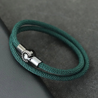 Simple Style Men Rope Bracelet Magnet Buckle Bilayer Outdoor Sports Nautical Braslet Pulseras Para Hombre Perfect Gift For Him deideas
