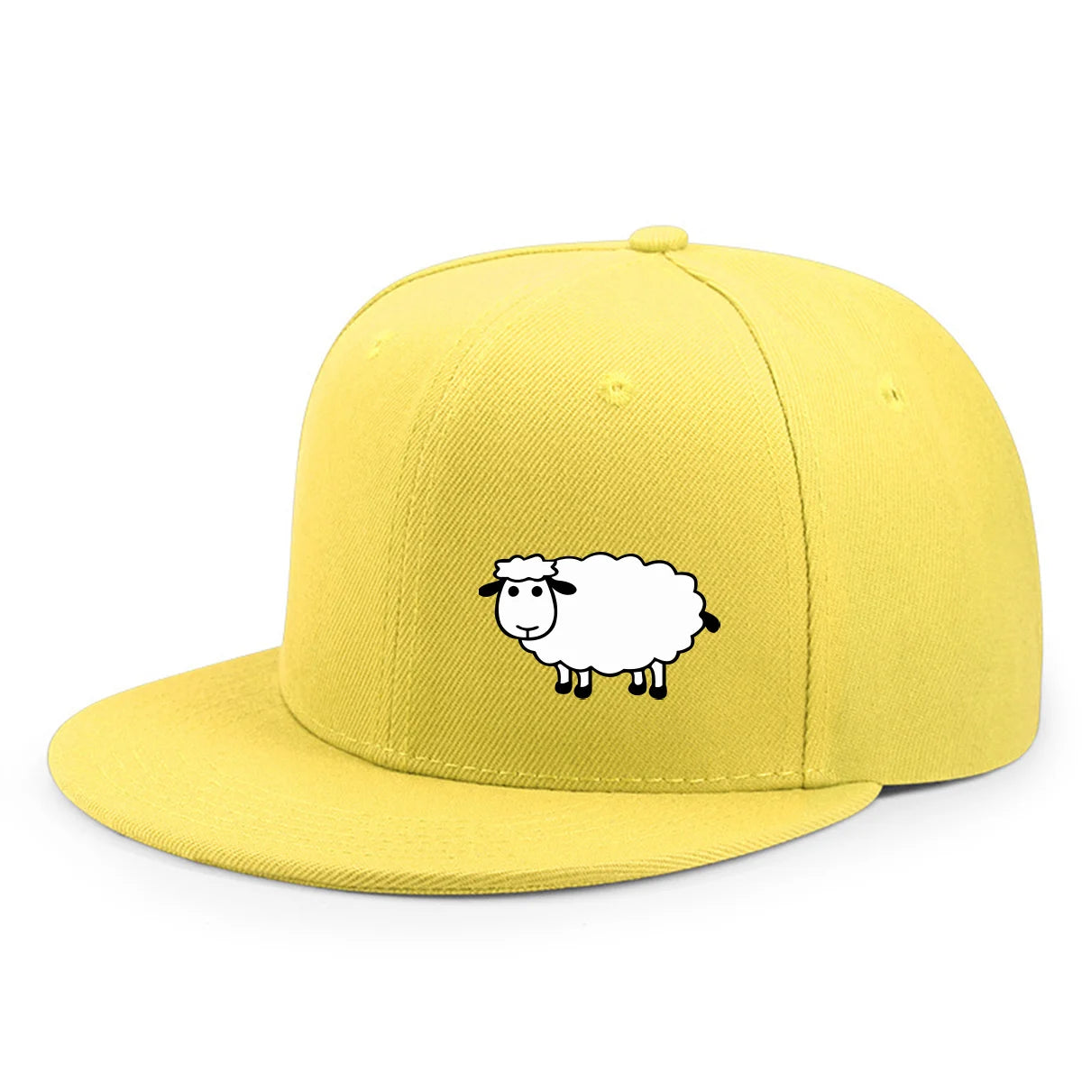 Sheep Pattern Baseball Cap - Adjustable Flat Brim Unisex Street Style Hat
