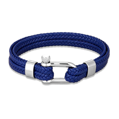 Nautical Anchor Bracelet - Braided Leather, Stainless Steel