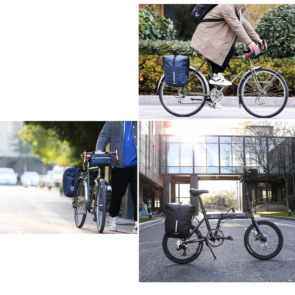 Waterproof Bike Pannier Bag 20L Rear Rack Travel & Shoulder Backpack