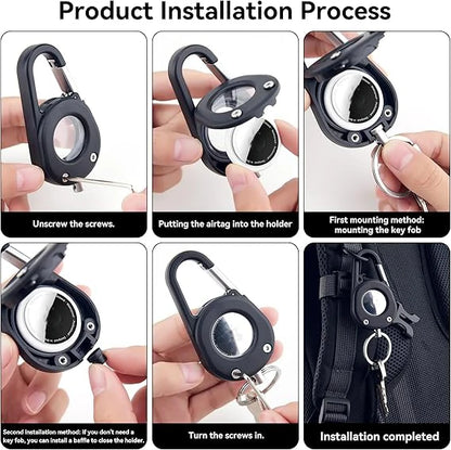 For AirTag Hardness Holder with Carabiner Anti-Scratch Shell Anti-Lost  Locator Case Keychain Ring for Apple Airtags Accessories deideas