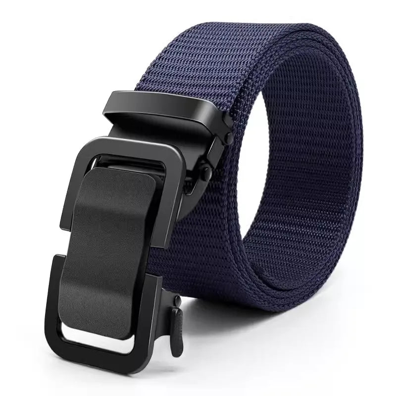 Cinturón de Nailon con Hebilla Metálica Automática - 120cm, 6 Colores, Unisex