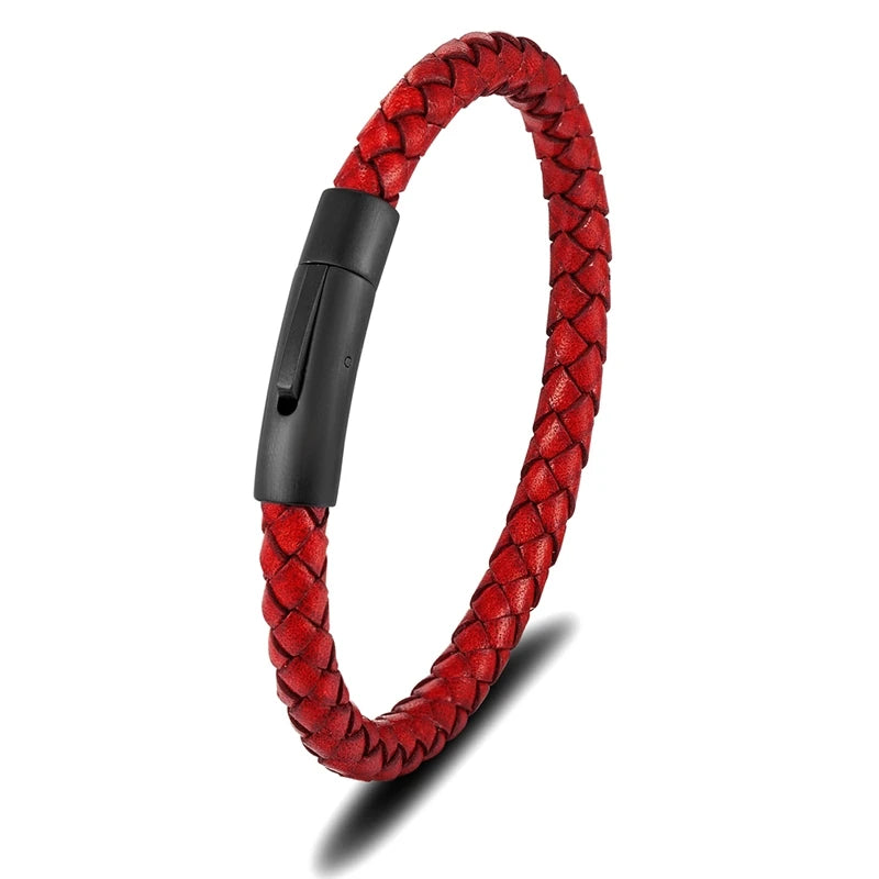 Pulsera de cuero trenzado con cierre magnético - Accesorio de golf premium