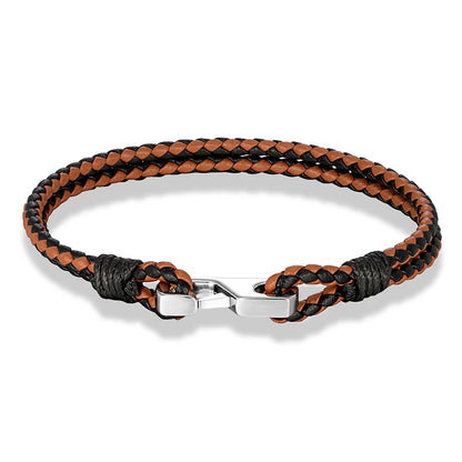 Pulsera de piel auténtica de 3 mm – Hebilla cuadrada de acero 316L | Estilo clásico para hombre