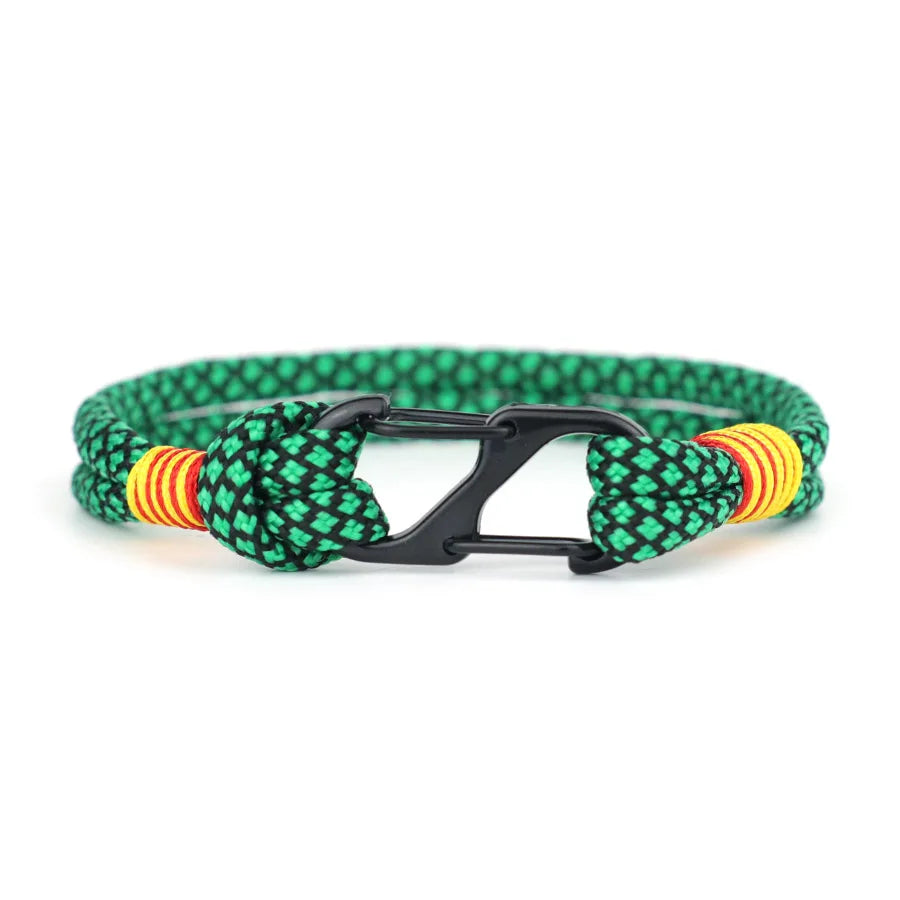 Two-Tone Rope Bracelet for Men – Zinc Alloy Carabiner Clasp