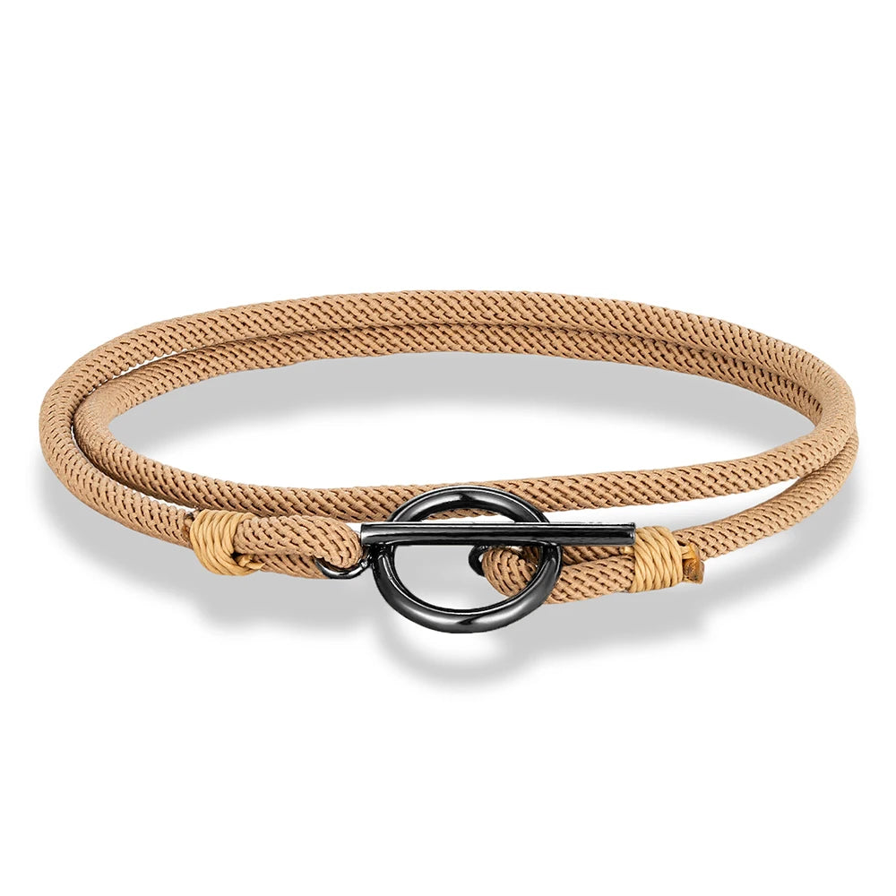 Stylish Rope Bracelet Nautical Design with Stainless Steel OT Buckle