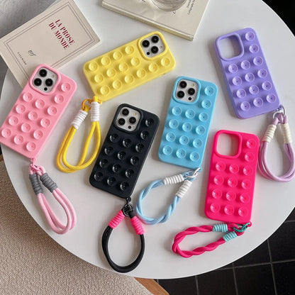Silicone iPhone Case with Lanyard - Shockproof, Anti-Slip, 6 Colors, iPhone 11-17 Pro Max