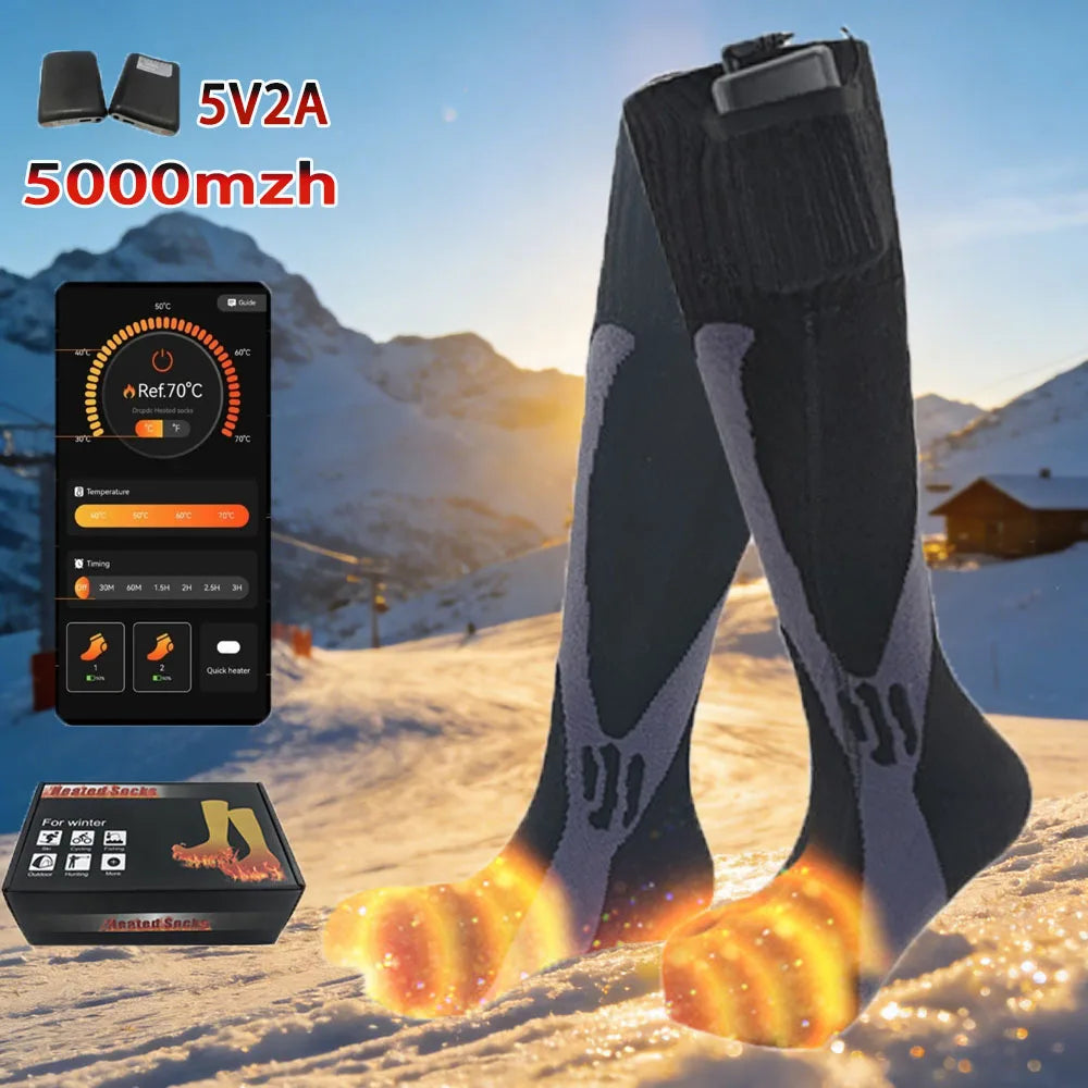 Calcetines Térmicos Premium - Calentadores Eléctricos de Pies Recargables de 5000mAh | Deportes de Invierno y Aire Libre